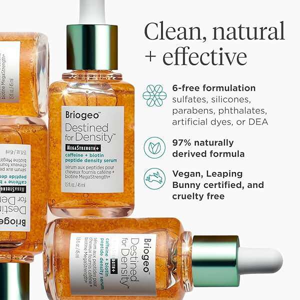 Briogeo Destined for Density Caffeine + Biotin Peptide Density Serum | Increases Hair Thickness & Volume for Fine or Thinning Hair | Fast-Absorbing & Non-Greasy | Fragrance-Free | Vegan & Cruelty-Free - Image 9