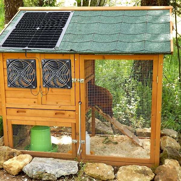 Riakrum 20W 16V Solar Panel Exhaust Fan Kit USB Portable Solar Powered Fan Summer Outdoor Waterproof Ventilator Fan for Chicken Coops, Greenhouses, Camping Exhaust (2 Sets) - Image 2