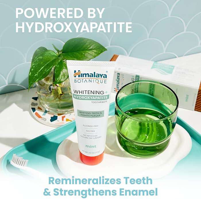 Himalaya Botanique Whitening+ Nano Hydroxyapatite Toothpaste, Mint, 4 oz | Nano Hydroxyapatite Toothpaste, Support Enamel Strength & Integrity,Great for Sensitive Teeth, Fluoride Free,SLS Free & Vegan - Image 3