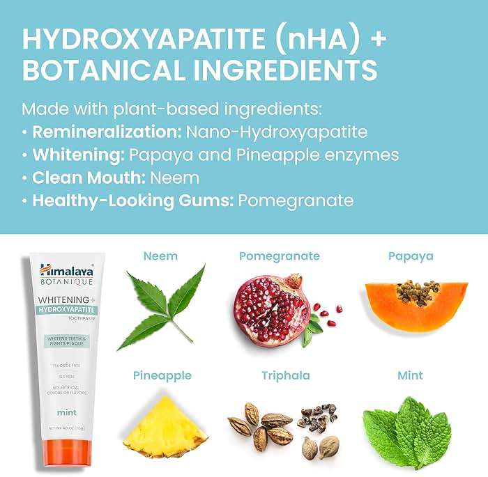 Himalaya Botanique Whitening+ Nano Hydroxyapatite Toothpaste, Mint, 4 oz | Nano Hydroxyapatite Toothpaste, Support Enamel Strength & Integrity,Great for Sensitive Teeth, Fluoride Free,SLS Free & Vegan - Image 6