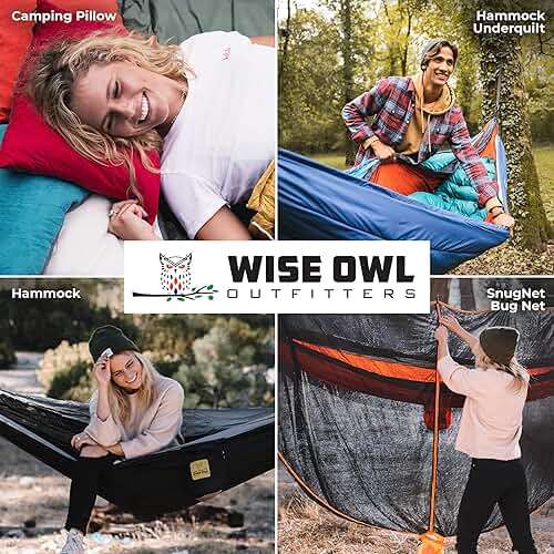 Wise Owl Outfitters Camping Hammock – up to 500lbs Portable Hammock with Tree Straps - Travel, Backpacking, Hiking, Outdoors Camping Gear - Single or Double - Image 8