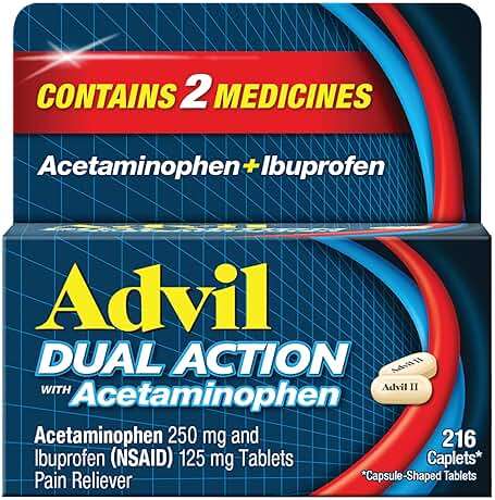 Advil Dual Action Coated Caplets, 125 Mg Ibuprofen and 250 Mg Acetaminophen per Dose (2 Dose Equivalent) for 8 Hour Pain Relief - 216 Count - Image 1