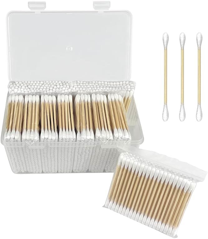 1000 ct (2000 Tips) Bamboo Cotton Swabs - Biodegradable Double Tips Cotton Buds - Natural Organic Cotton Swabs - Pure Cotton Buds For Ear Beauty & Personal Care - Product Image