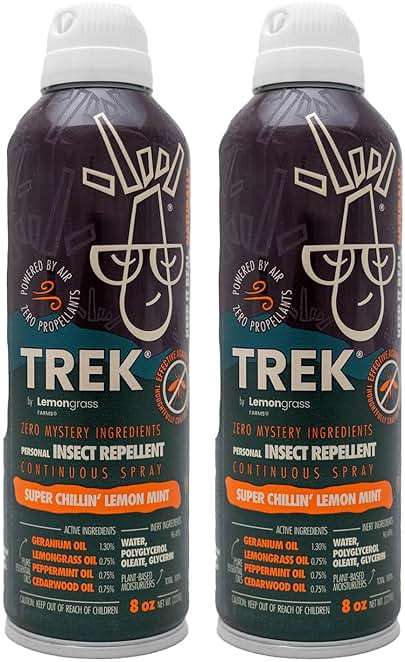 Lemongrass Farms Trek Insect Repellent Spray, Natural Mosquito Repellent, DEET-Free with Peppermint, Cedarwood, Geraniol & Lemongrass Oil, Twin Pack 8 oz (16 oz Total) - Image 1