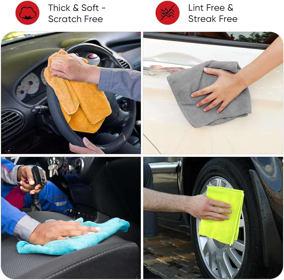 AIDEA Microfiber Cleaning Cloth 24 Pack, Microfiber Towels for Cars, Soft & Absorbent Cleaning Rags, Premium Lint Free Shop Towels for House, Kitchen, Car, 12inx16in - Image 4