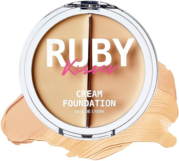 Ruby Kisses Cream Foundation 3D Face Creator 2-Color Foundation and Concealer, 12 Hour Wear Long Lasting, Medium to Full Coverage (Level 1) - Product Image