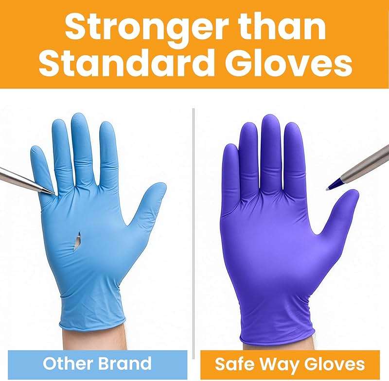 SAFEWAY USA 2000 pcs, 4 Mil Nitrile Disposable Gloves - Multi-Purpose Powder-Free and Non-Latex Textured Fingertips - Image 5