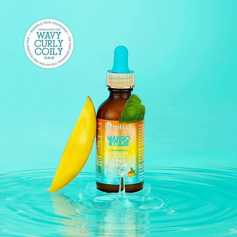Mielle Organics Mango & Tulsi Nourishing 3-in-1 Hair Serum - Hair & Scalp Serum for Frizz Control, Split Ends & Moisture Balance - Strengthens & Seals Cuticles with Nutrients (12 Fl Oz) - Image 4