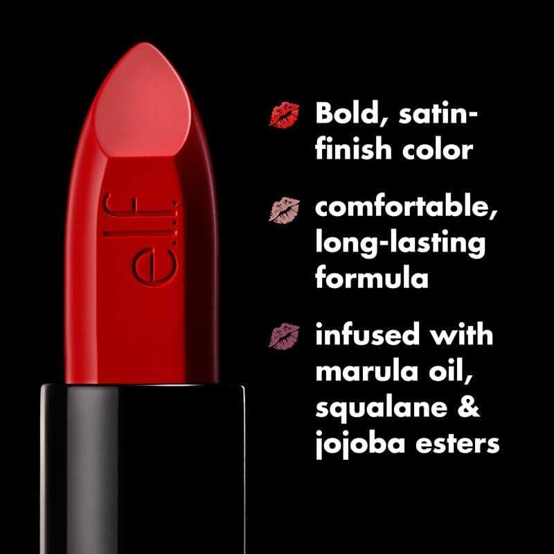 e.l.f. O Face Satin Lipstick, Richly Pigmented, Nourishing & Long-Lasting Creamy Lipstick, Infused With Jojoba, Vegan & Cruelty-Free, Drive - Image 6
