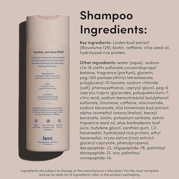 hers Full Volume Shampoo & Conditioner Set - Biovolume 128 & Biotin Formula - Volumizing, Shine-Boosting Hair Care - Paraben-Free - Coastal Cedar Citron Scent - 6.4 Fl Oz, 2 Count - Image 7
