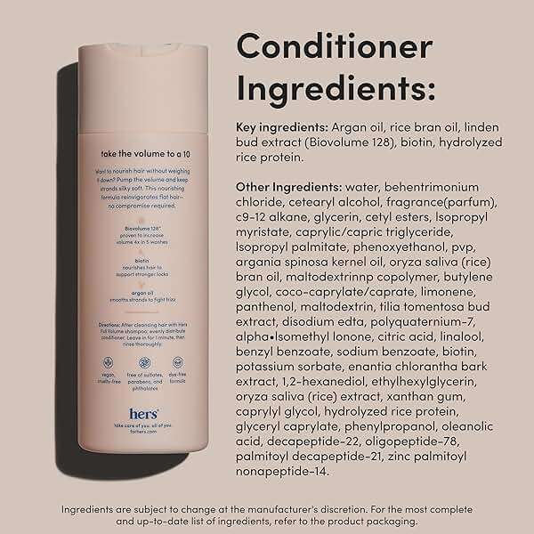 hers Full Volume Shampoo & Conditioner Set - Biovolume 128 & Biotin Formula - Volumizing, Shine-Boosting Hair Care - Paraben-Free - Coastal Cedar Citron Scent - 6.4 Fl Oz, 2 Count - Image 8