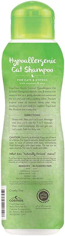 TropiClean Gentle Kitten & Cat Shampoo, Pet Shampoo for Allergies & Sensitive Skin, Made in USA, Gentle Coconut Scent, Safe for Puppies & Dogs, 12oz. - Image 2