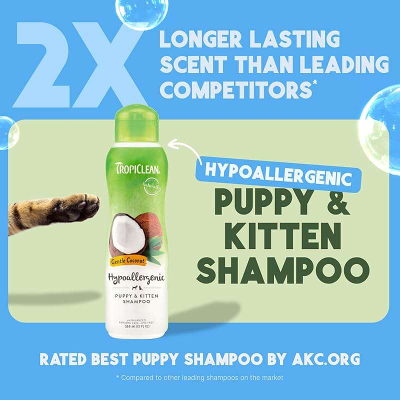 TropiClean Gentle Kitten & Cat Shampoo, Pet Shampoo for Allergies & Sensitive Skin, Made in USA, Gentle Coconut Scent, Safe for Puppies & Dogs, 12oz. - Image 3