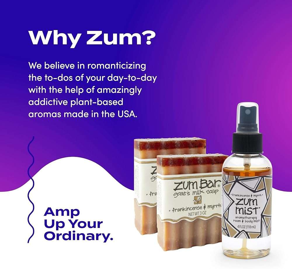 Indigo Wild Zum Bundle - Zum Bar Goat's Milk Soaps & Zum Mist - Soap Bars & Room & Body Spray - Perfect for Self-Care - Frankincense & Myrrh Scent - 2 Soap Bars (3 oz) & 1 Zum Mist (4 fl oz) - Image 6