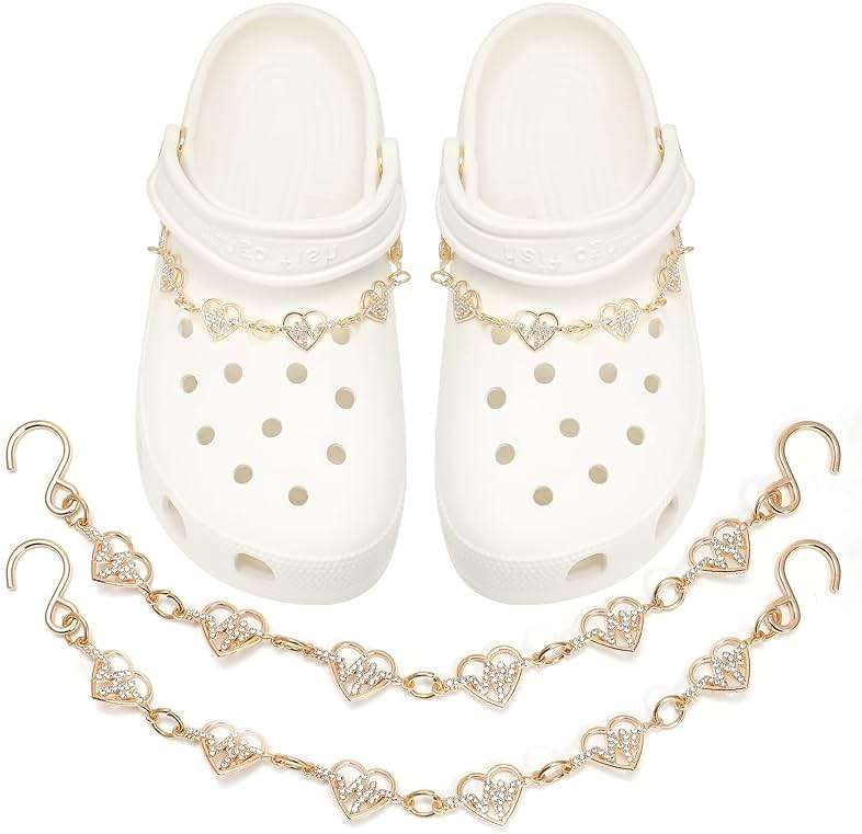 Pack of 17pcs Bling Shoe Charms for Women, Pair of Pearl Shoe Chains, 12Pcs Girly Jewelry Decoration Charms for Clog Sandals, DIY Flower Pearl Charm Accessories for Adult, Party Favors Birthday Gifts - Image 1