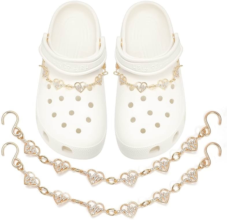 Pack of 17pcs Bling Shoe Charms for Women, Pair of Pearl Shoe Chains, 12Pcs Girly Jewelry Decoration Charms for Clog Sandals, DIY Flower Pearl Charm Accessories for Adult, Party Favors Birthday Gifts - Product Image