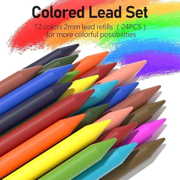 Four Candies 25PCS Mechanical Pencil Set with Case, Art Supplies with Metal Pencil 0.5, 0.7, 0.9 mm & 3PCS 2mm (HB 2H 2B 4B Color) & 432 Graphite Lead Refills, Technical Drawing Kit for Teen & Adults - Image 3