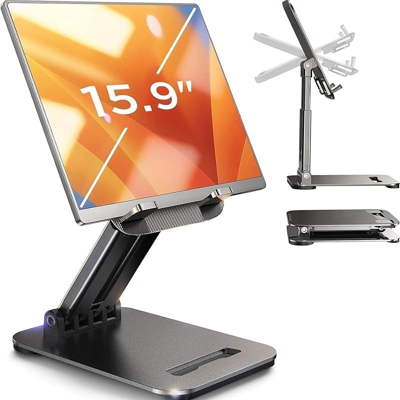 LISEN Tablet Stand, for iPad Stand Tablet Holder for Desk, Desk Accessories for Men Dorm Essentials Portable Monitor Stand for Apple iPad mini Accessories Switch Kindle - Product Image