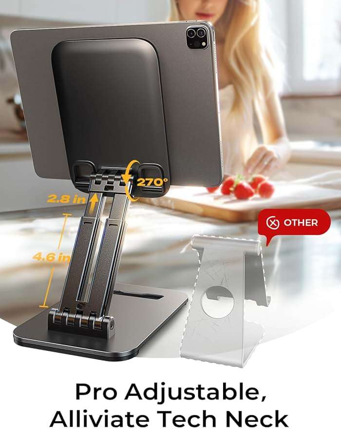 LISEN Tablet Stand, for iPad Stand Tablet Holder for Desk, Desk Accessories for Men Dorm Essentials Portable Monitor Stand for Apple iPad mini Accessories Switch Kindle - Image 4