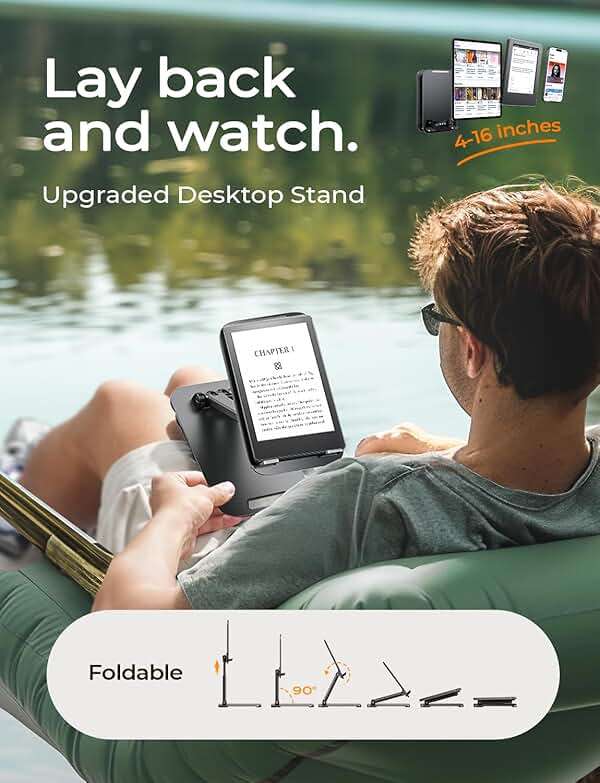 LISEN Tablet Stand, for iPad Stand Tablet Holder for Desk, Desk Accessories for Men Dorm Essentials Portable Monitor Stand for Apple iPad mini Accessories Switch Kindle - Image 5