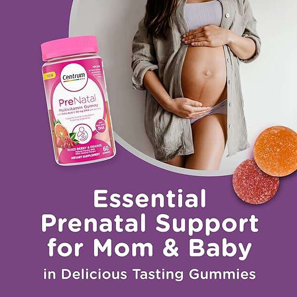 Centrum Prenatal Multivitamin Gummies with DHA and Folic Acid, Mixed Berry and Orange Flavors - 60 Count, 30 Day Supply - Image 2