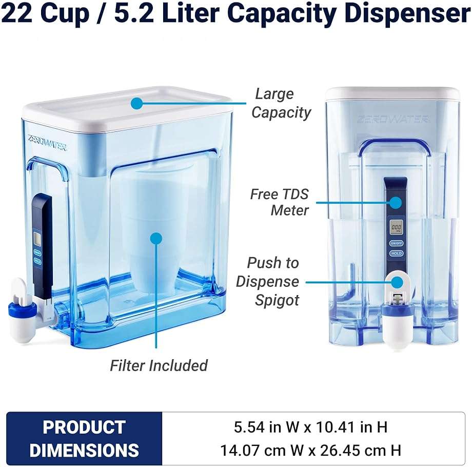 ZeroWater 22-Cup 5-Stage Water Filter Dispenser with Instant Read Out - 0 TDS for Improved Tap Water Taste - IAPMO Certified to Reduce Lead, Chromium, and PFOA/PFOS - Image 3