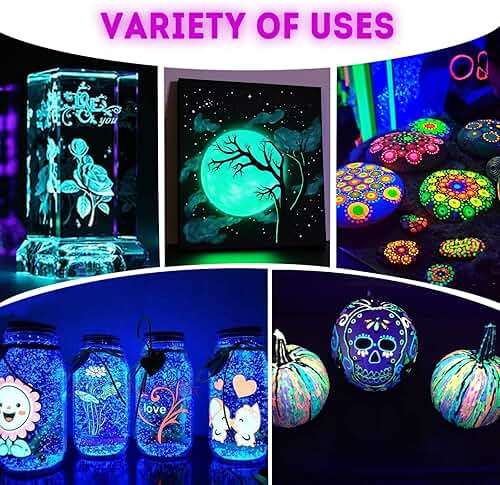 ABEIER Glow in the Dark Acrylic Paint - 10 Bright Colors (60ml/2oz) Long Lasting Glow Fluorescent Paint for DIY Projects, Halloween, Easter, Christmas Decorations - Image 6