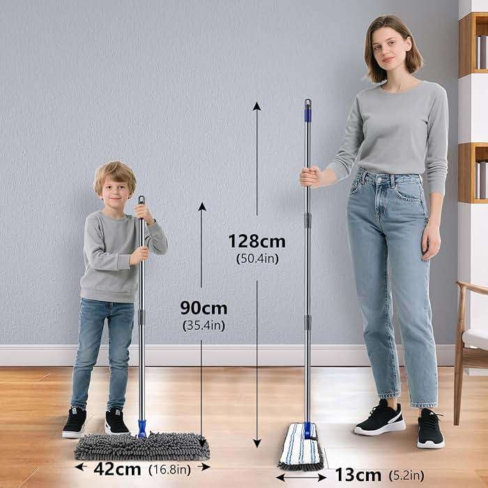 Masthome Microfiber Mops for Floor Cleaning,Dust Mop with 4 Reusable Pads,Flat Flip Mops for Wet & Dry Use,Professional Microfiber Mop for Hardwood, Laminate,Tile Floor Cleaning-1 Scraper - Image 2