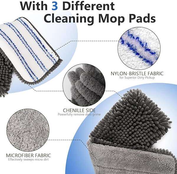 Masthome Microfiber Mops for Floor Cleaning,Dust Mop with 4 Reusable Pads,Flat Flip Mops for Wet & Dry Use,Professional Microfiber Mop for Hardwood, Laminate,Tile Floor Cleaning-1 Scraper - Image 3