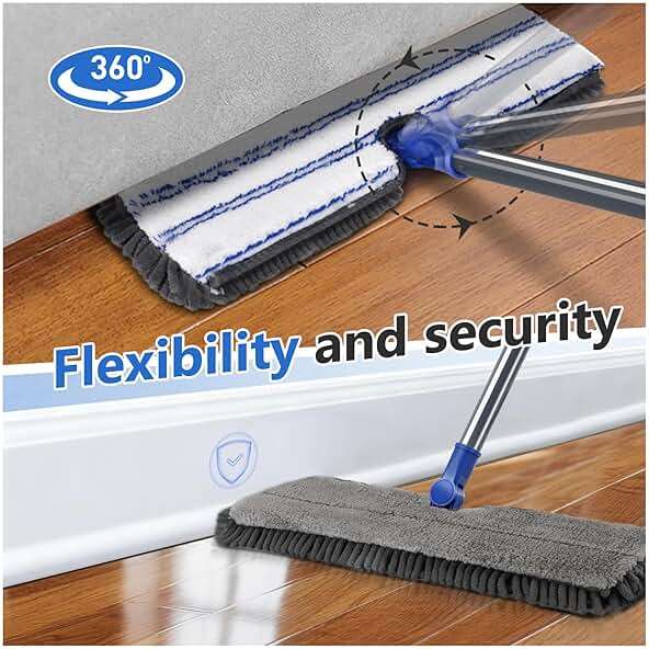 Masthome Microfiber Mops for Floor Cleaning,Dust Mop with 4 Reusable Pads,Flat Flip Mops for Wet & Dry Use,Professional Microfiber Mop for Hardwood, Laminate,Tile Floor Cleaning-1 Scraper - Image 4
