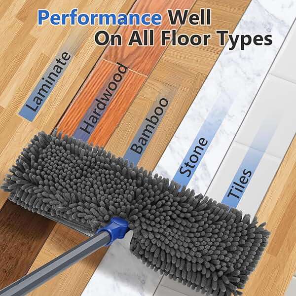 Masthome Microfiber Mops for Floor Cleaning,Dust Mop with 4 Reusable Pads,Flat Flip Mops for Wet & Dry Use,Professional Microfiber Mop for Hardwood, Laminate,Tile Floor Cleaning-1 Scraper - Image 9