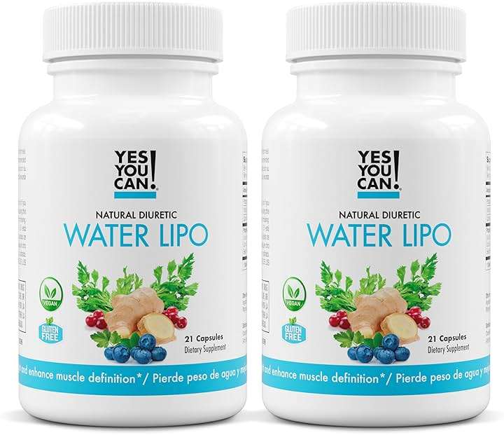 Yes You Can! Natural Water Lipo Pills - Diuretic Cleanse with Electrolytes & Vitamins - Helps with Water Retention - Gluten-Free, 21 Capsules Per Bottle (2 Pack) - Image 1