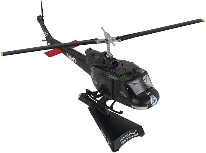 Postage Stamp UH-1 Huey HAL-3 “Seawolves” – 1/87 Scale Die-Cast Metal US Navy Helicopter Model with Display Stand – Officially Licensed Vietnam War Collectible for Adults Ages 14+ - Image 1
