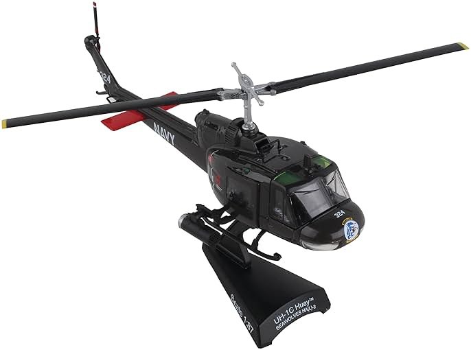 Postage Stamp UH-1 Huey HAL-3 “Seawolves” – 1/87 Scale Die-Cast Metal US Navy Helicopter Model with Display Stand – Officially Licensed Vietnam War Collectible for Adults Ages 14+ - Product Image