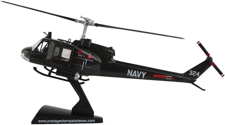 Postage Stamp UH-1 Huey HAL-3 “Seawolves” – 1/87 Scale Die-Cast Metal US Navy Helicopter Model with Display Stand – Officially Licensed Vietnam War Collectible for Adults Ages 14+ - Image 2