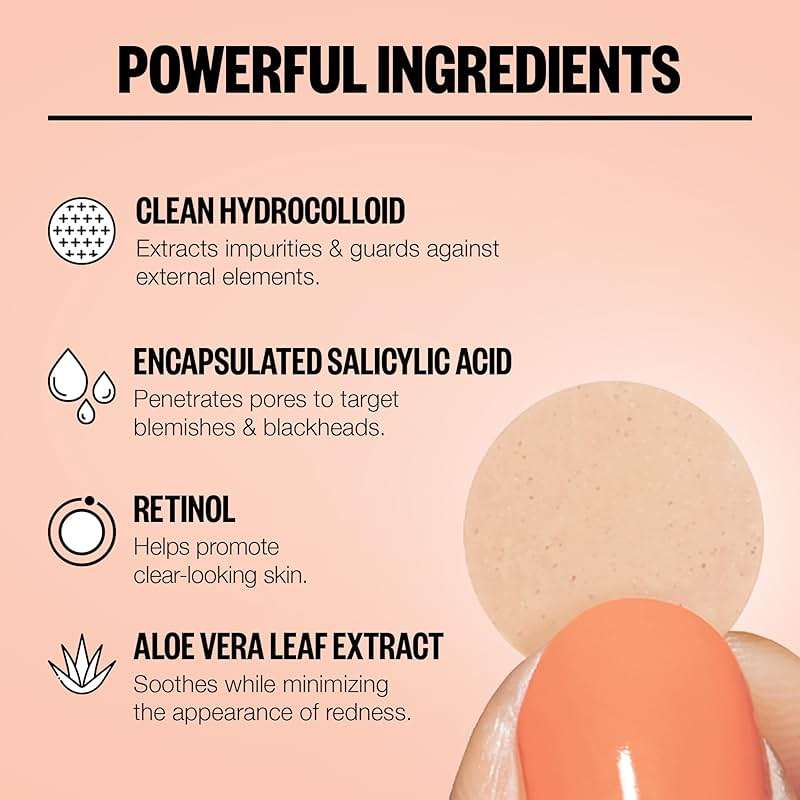 PEACE OUT Acne Healing Dots Hydrocolloid Pimple Patches, Acne Spot Treatment with Salicylic Acid, Retinol, and Aloe Vera for Blemishes and Breakouts (40 count) - Image 5