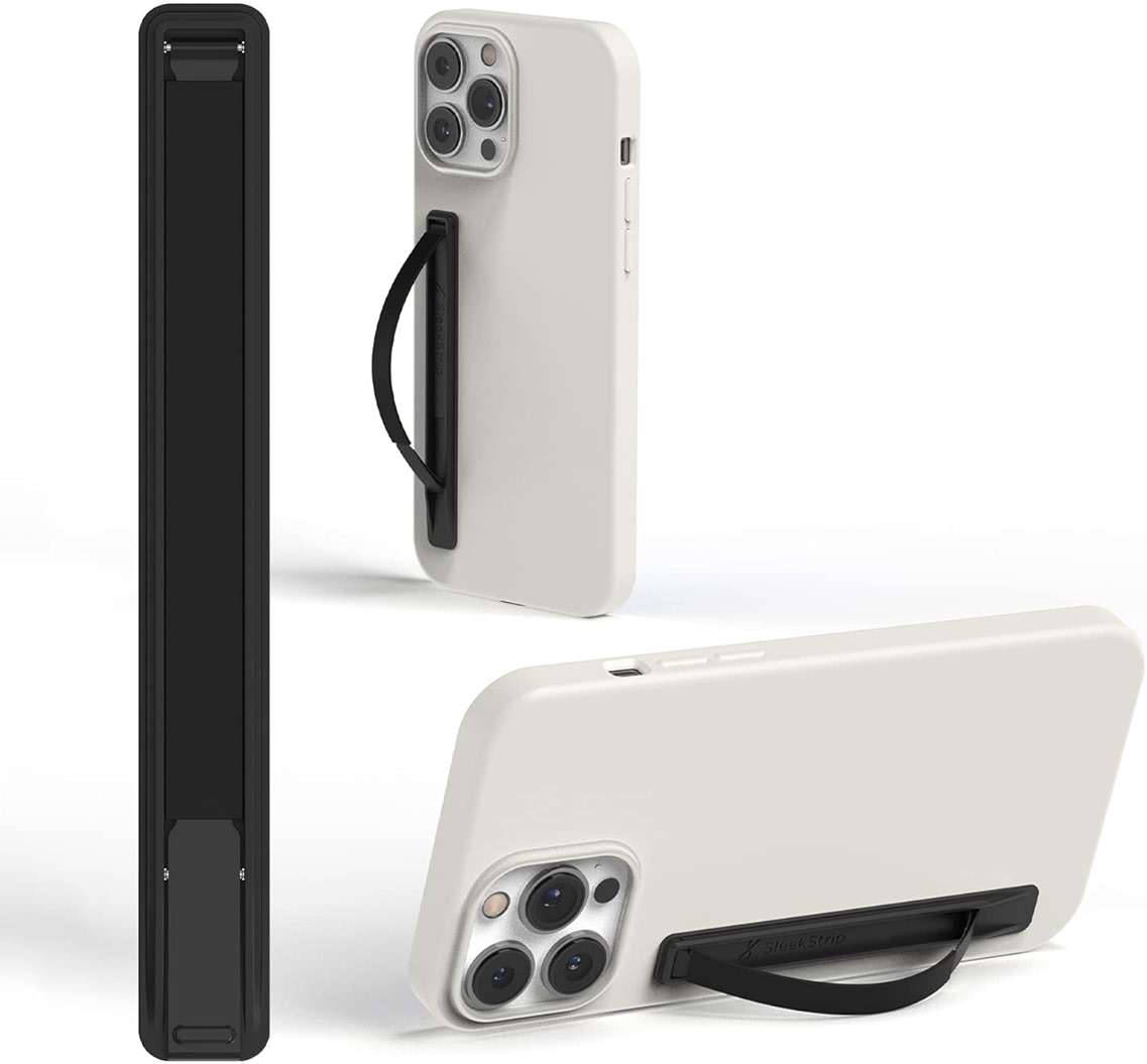 SleekStrip SleekGrip-Essential Ultra Thin Phone Grip Stand,Slim Metal Finger Loop Ring Hand Holder Strap Cell Phone Grips for iPhone 16 Pro Max,17 Air,Android,Case Back - Black x Jet Black - Image 1