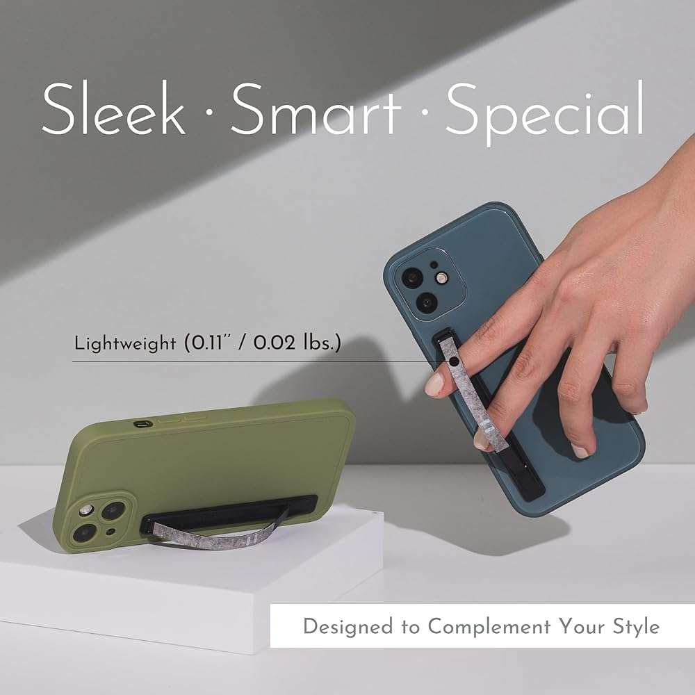 SleekStrip SleekGrip-Essential Ultra Thin Phone Grip Stand,Slim Metal Finger Loop Ring Hand Holder Strap Cell Phone Grips for iPhone 16 Pro Max,17 Air,Android,Case Back - Black x Jet Black - Image 6