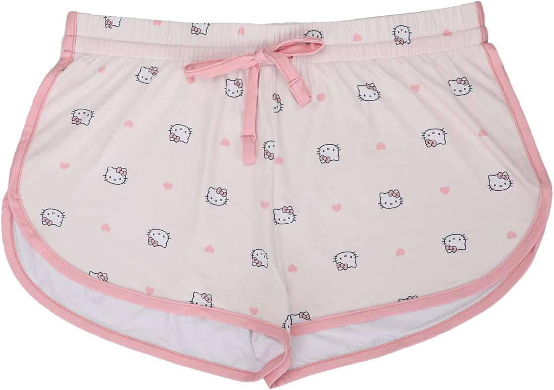 Bioworld Hello Kitty Character Hearts Women's Racer Back Tank Top & AOP Dolphin Lounge Shorts Sleepwear Set - Image 7