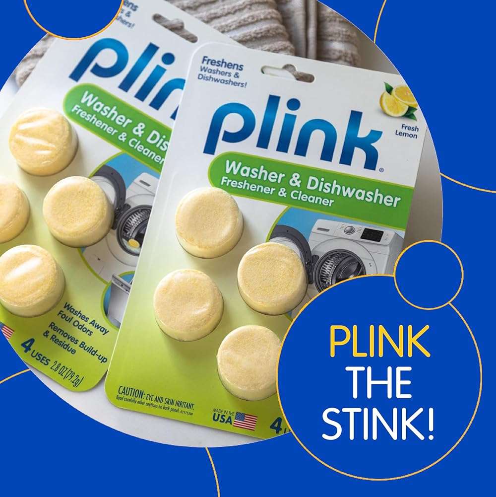 Plink Washing Machine and Dishwasher Cleaner and Freshener, Prevents Residue and Removes Odors in Kitchen and Laundry Room Appliances, Septic-Friendly, Made in the USA, Lemon Scent, 12 Tablets - Image 7