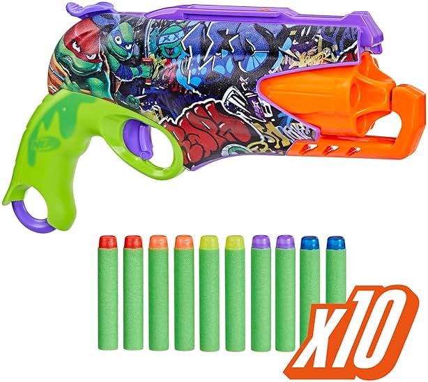 Nerf Teenage Mutant Ninja Turtles Blaster, 10 Elite Darts, Toy Foam Blasters, Ages 8 and Up - Product Image