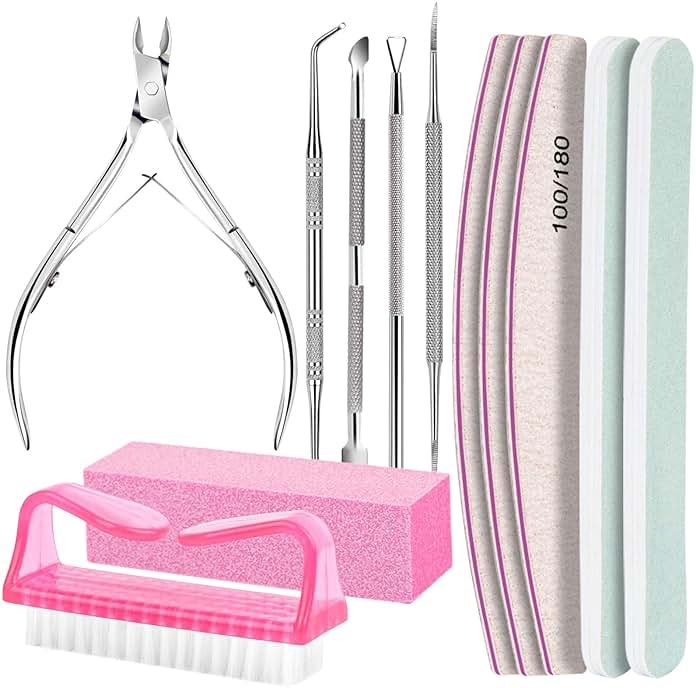 FANDAMEI Nail Care Kit, Nail Files 100/180, Nail Buffer Block, Cuticle Nippers, Cuticle Trimmer, Cuticle Pusher, Nail Tools, Nail Kit, Pedicure & Manicure Tools, Nail Prep Kit, Manicure Kit for Women - Product Image