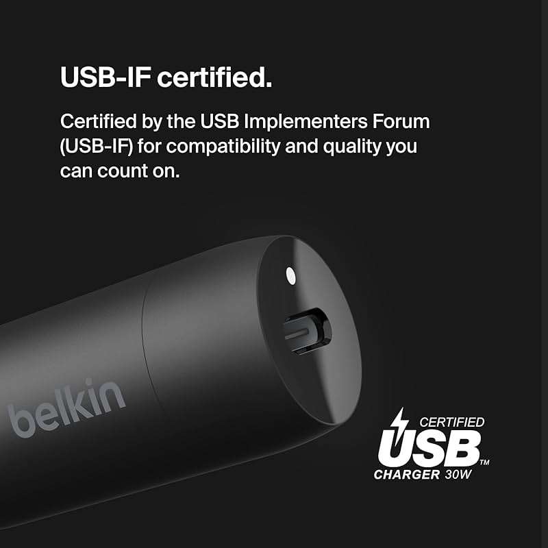 Belkin Boost↑Charge™ 30W Compact Fast Car Charger w/USB-C Power Delivery Port for iPhone 16, 16 Pro, 15, 15 Pro, Galaxy S25, S24, Note, Pixel 9 & More - Black - Image 3