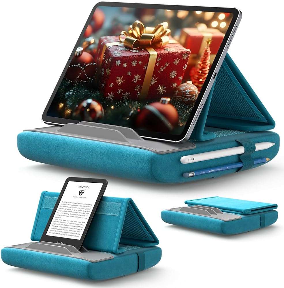 JSAUX Tablet Pillow Stand, Tablet Stand Holder Dock for Lap, Bed and Desk Compatible with iPad Pro 11 10.5 9.7 10.2 Air Mini, Kindle, Tablets, Phones, E-Reader, Books and More 4-10.9'' Devices Green - Image 1