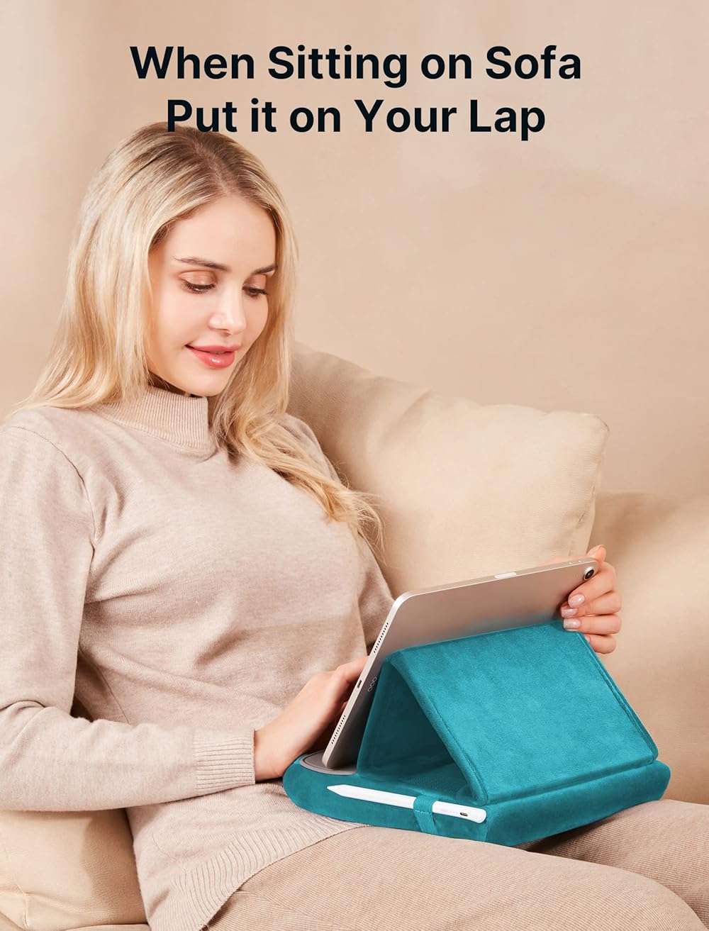 JSAUX Tablet Pillow Stand, Tablet Stand Holder Dock for Lap, Bed and Desk Compatible with iPad Pro 11 10.5 9.7 10.2 Air Mini, Kindle, Tablets, Phones, E-Reader, Books and More 4-10.9'' Devices Green - Image 3