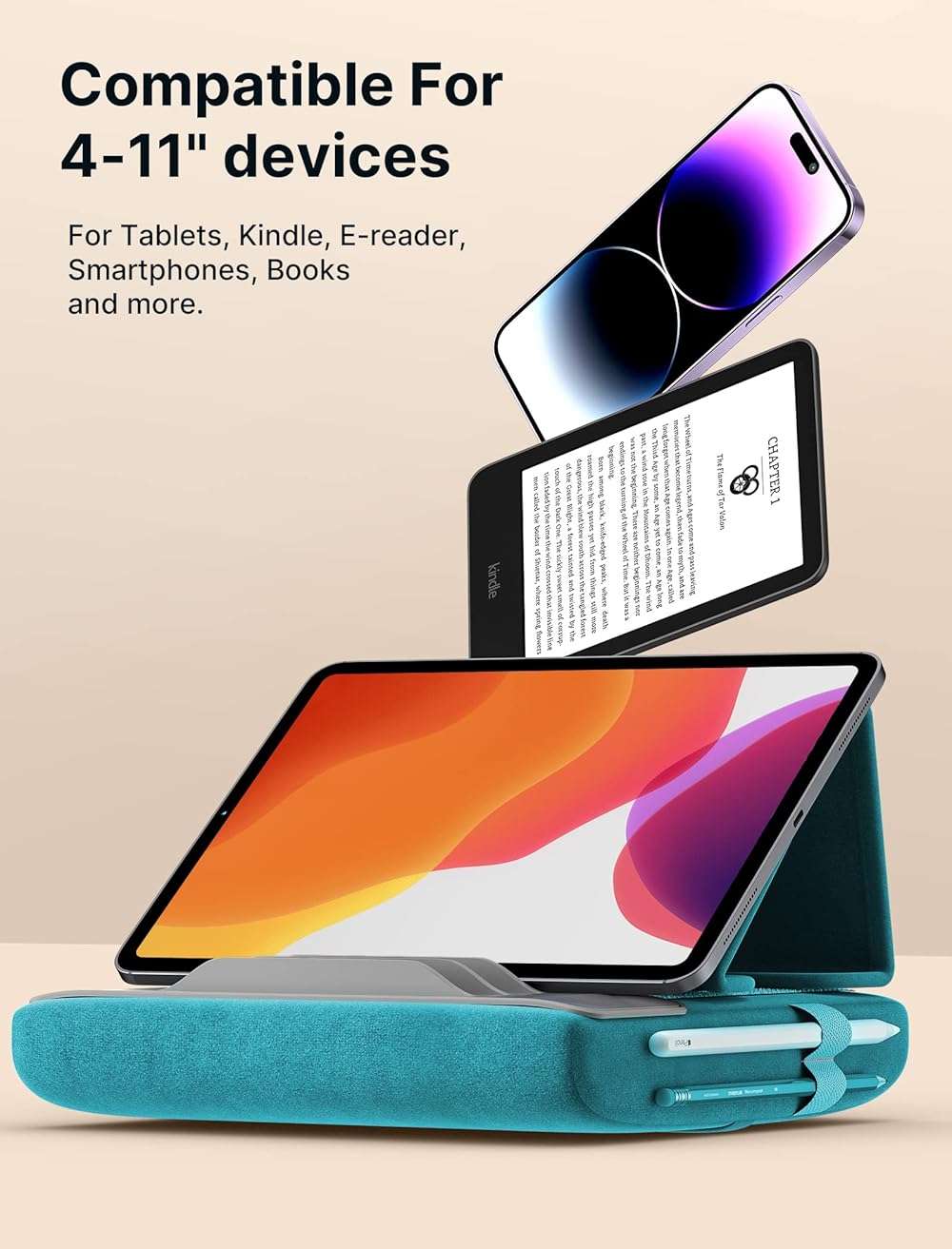 JSAUX Tablet Pillow Stand, Tablet Stand Holder Dock for Lap, Bed and Desk Compatible with iPad Pro 11 10.5 9.7 10.2 Air Mini, Kindle, Tablets, Phones, E-Reader, Books and More 4-10.9'' Devices Green - Image 4