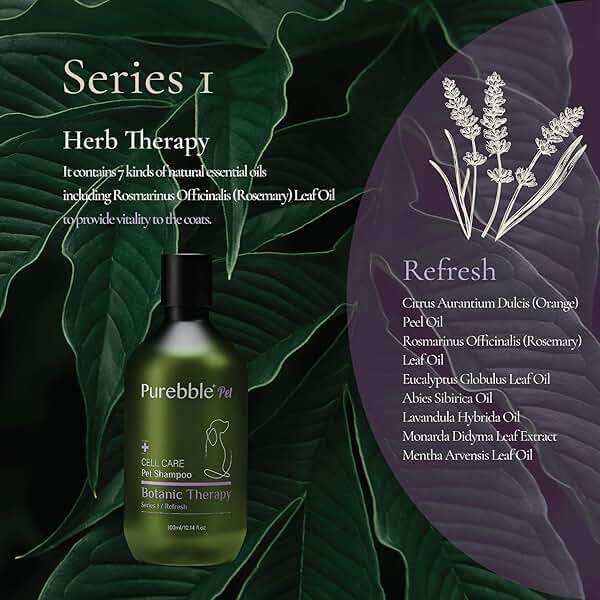 Purebble Pet Shampoo Refresh Purple Botanical Line- for Soft and Shiny Coat and Fur- Cleanses, Conditions, and Detangles, pH- Balancing Formula for Pets, No Artificial Fragrance, 300ml / 10.14 fl oz - Image 4
