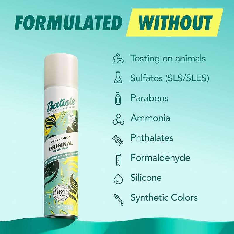 Batiste Dry Shampoo, Original Fragrance Classic Clean, Refresh Hair and Absorb Oil Between Washes, Waterless Shampoo for Added Hair Texture and Body, 5.71 oz - Image 3