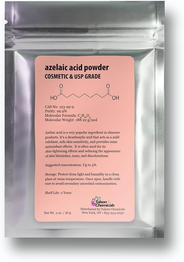 Azelaic Acid Powder (2 Oz / 56 Gram) 99.9% Azelaic Acid Fine Powder for Making DIY Azelaic Acid Cream, Gel and Azelaic Acid Serum by Talsen Chemicals - Product Image