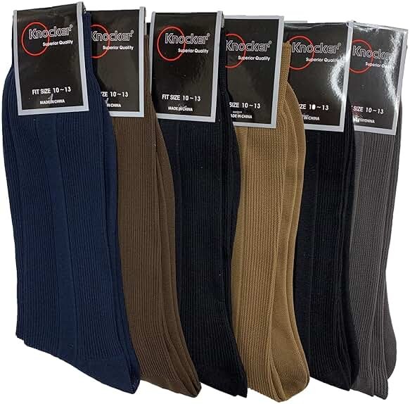 6 Pairs Men's Multi-Color Dress Crew Socks Size 10-13 - Product Image